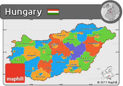 Political Simple Map of Hungary, single color outside