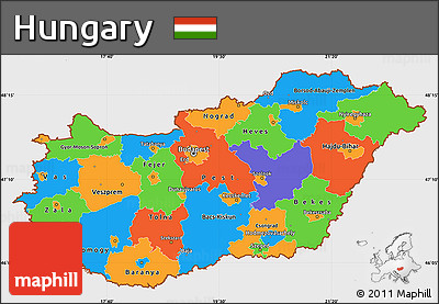 Political Simple Map of Hungary, single color outside