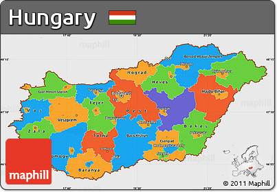 Political Simple Map of Hungary, single color outside