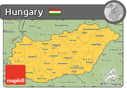 Savanna Style Simple Map of Hungary