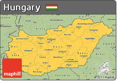 Savanna Style Simple Map of Hungary