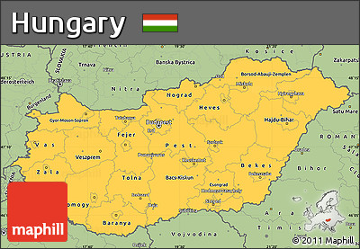 Savanna Style Simple Map of Hungary