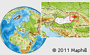 Physical Location Map of Szalbolcs-Szatmár-Bereg, highlighted country, within the entire country