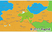 Physical 3D Map of Szeged, political outside