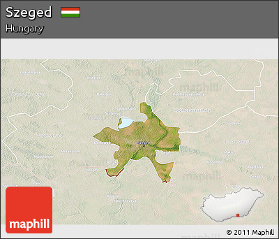 Satellite 3D Map of Szeged, lighten