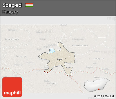 Shaded Relief 3D Map of Szeged, lighten