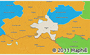 Shaded Relief 3D Map of Szeged, political outside