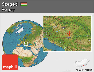 Satellite Location Map of Szeged