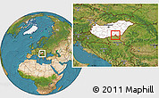 Satellite Location Map of Szeged, highlighted country