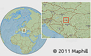 Savanna Style Location Map of Szeged, hill shading