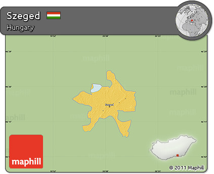 Savanna Style Map of Szeged, single color outside