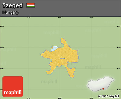 Savanna Style Map of Szeged, single color outside