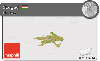 Satellite Panoramic Map of Szeged, cropped outside