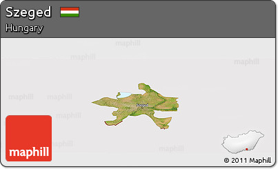 Satellite Panoramic Map of Szeged, cropped outside