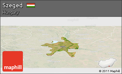 Satellite Panoramic Map of Szeged, lighten