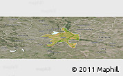 Satellite Panoramic Map of Szeged, semi-desaturated