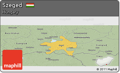 Savanna Style Panoramic Map of Szeged
