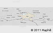 Shaded Relief Panoramic Map of Szeged, desaturated