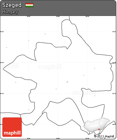 Blank Simple Map of Szeged, no labels