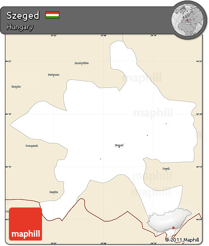 Classic Style Simple Map of Szeged