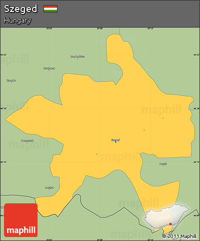 Savanna Style Simple Map of Szeged