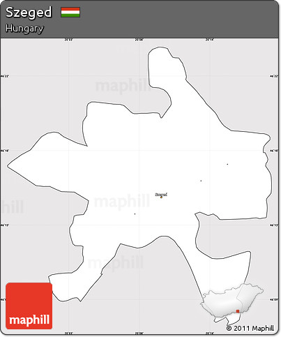 Silver Style Simple Map of Szeged, cropped outside