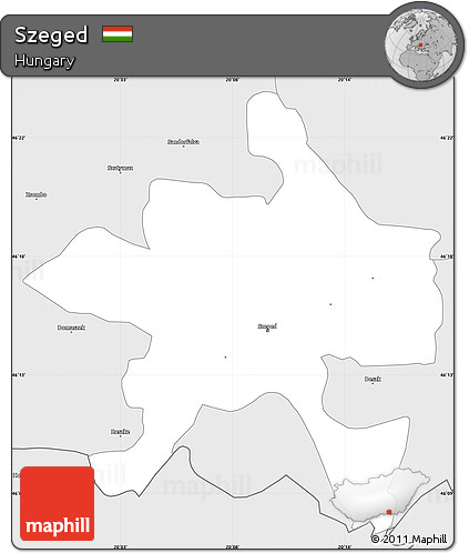 Silver Style Simple Map of Szeged