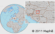 Gray Location Map of Székesfehérvár, within the entire country