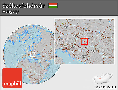 Gray Location Map of Székesfehérvár, hill shading
