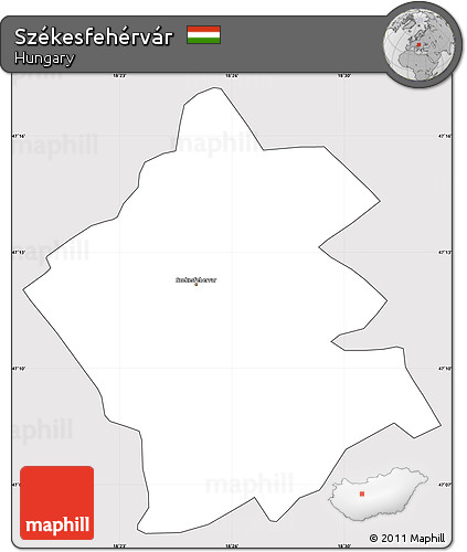 Silver Style Simple Map of Székesfehérvár, cropped outside