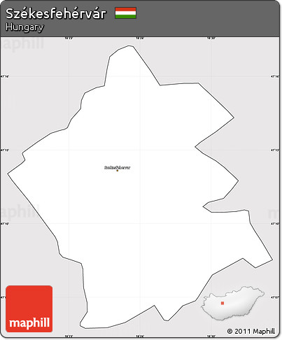 Silver Style Simple Map of Székesfehérvár, cropped outside