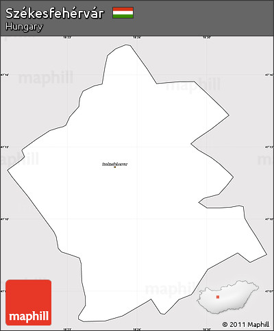 Silver Style Simple Map of Székesfehérvár, cropped outside