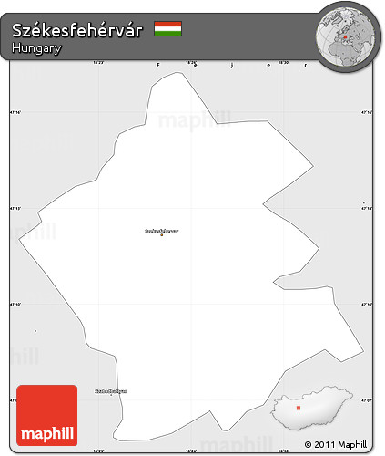 Silver Style Simple Map of Székesfehérvár