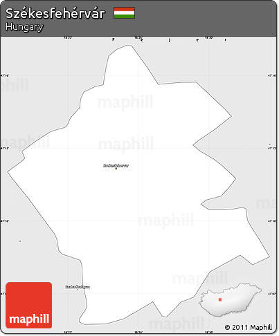 Silver Style Simple Map of Székesfehérvár