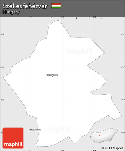 Silver Style Simple Map of Székesfehérvár