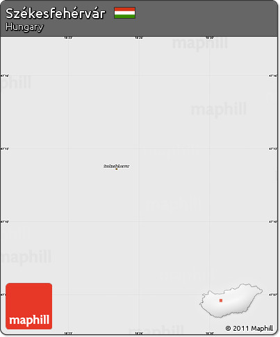 Silver Style Simple Map of Székesfehérvár, single color outside