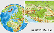 Physical Location Map of Szombathely, within the entire country