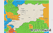 Shaded Relief 3D Map of Vas, political outside