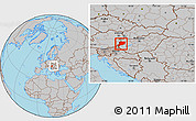Gray Location Map of Vas, within the entire country