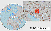 Gray Location Map of Vas, hill shading