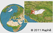 Satellite Location Map of Vas, highlighted country, within the entire country