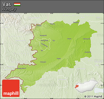 Physical Map of Vas, lighten