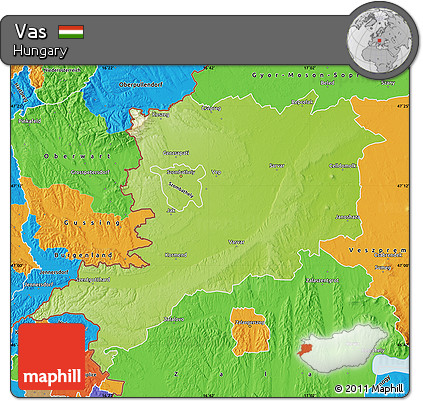 Physical Map of Vas, political outside