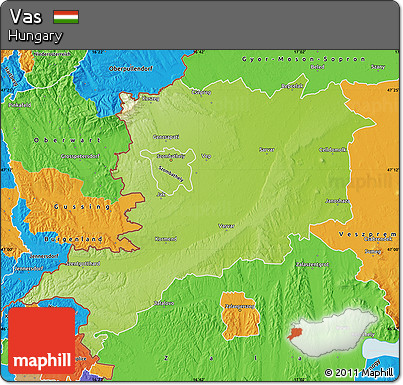 Physical Map of Vas, political outside