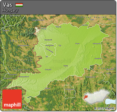 Physical Map of Vas, satellite outside
