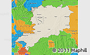 Shaded Relief Map of Vas, political outside