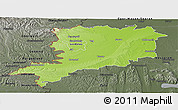Physical Panoramic Map of Vas, darken, semi-desaturated