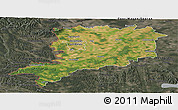 Satellite Panoramic Map of Vas, darken, semi-desaturated
