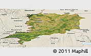 Satellite Panoramic Map of Vas, shaded relief outside