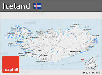 Gray 3D Map of Iceland